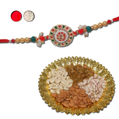 "Rakhi - ZR-5010 A (Single Rakhi) , Dryfruit Thali - code RD800 - Click here to View more details about this Product